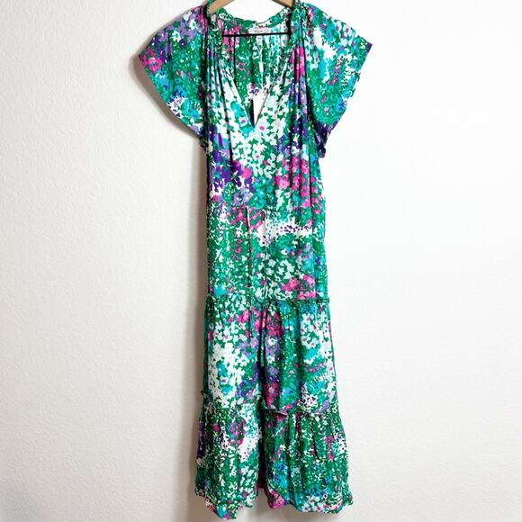 RAILS WOMEN JUNI DRESS FLORAL PRINT GREEN PINK MULTICOLOR SIZE LARGE NEW - Picture 2 of 6
